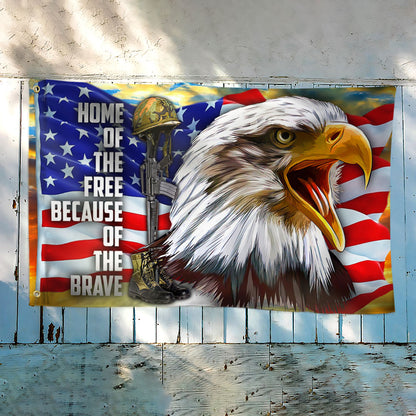 Eagle American Grommet Flag, Home Of The Free Because Of The Brave QNK1056GF
