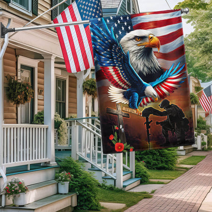 Memorial Day FLAGWIX U.S. Veteran Kneeling Soldier Christian Cross We The People Flag MLN2765F