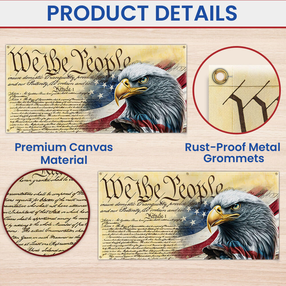 We The People. Patriotic American Eagle Fence Banner TPT780FB
