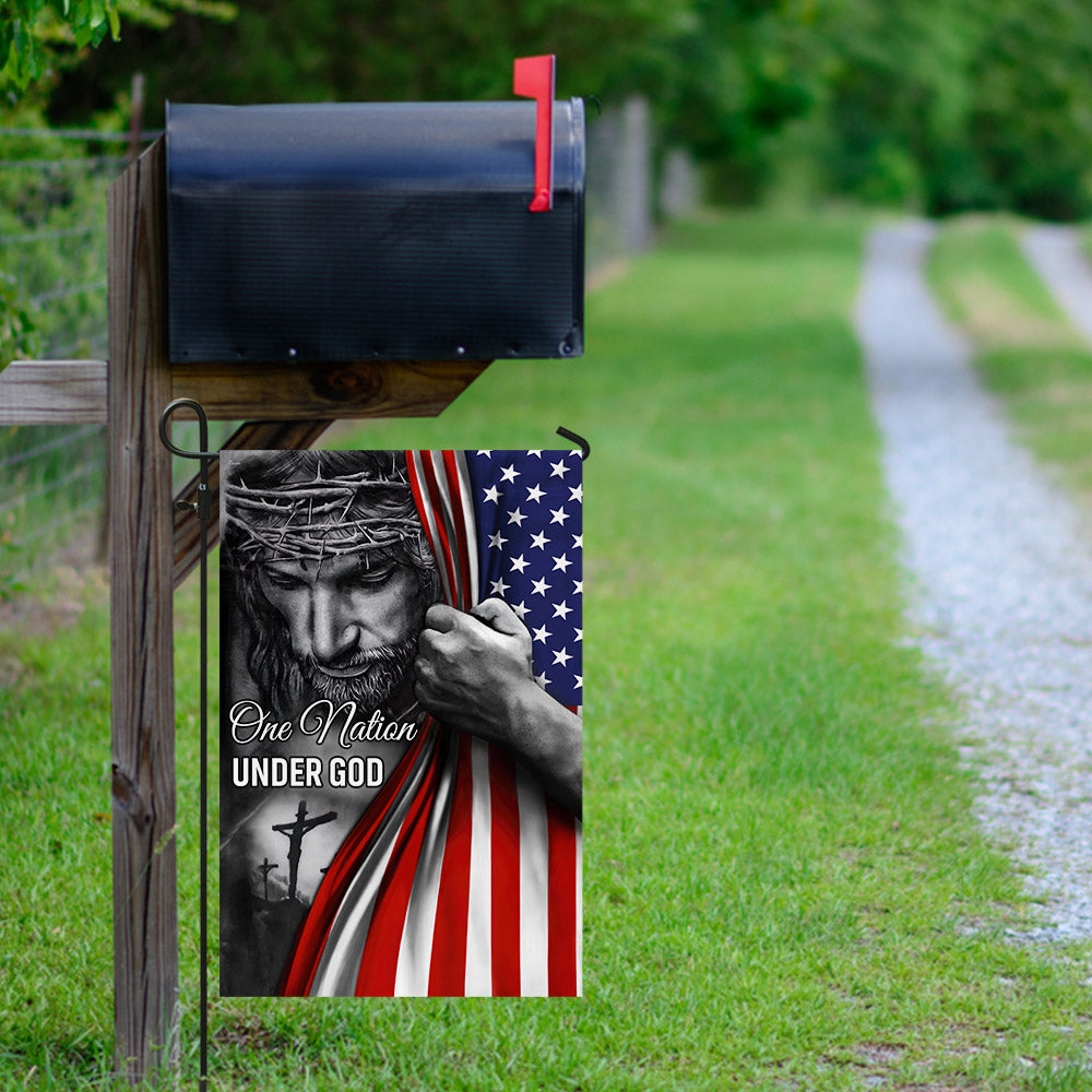 One Nation Under God Flag - Jesus Flag Gift for Faith-Based Patriotic Decor TRL06Fv5