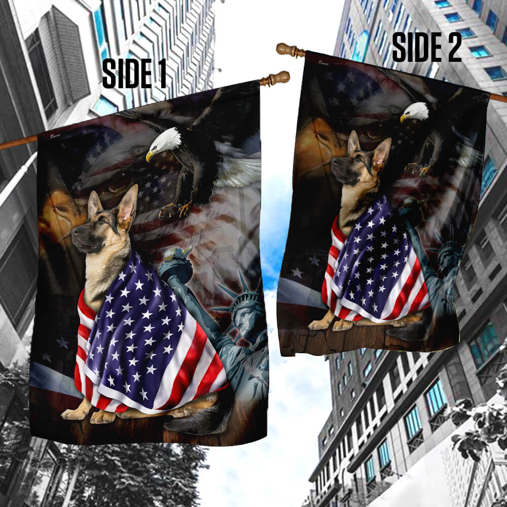 German Shepherd American Patriot Flag