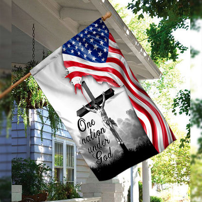 One Nation Under God. Jesus Christian Cross American Flag