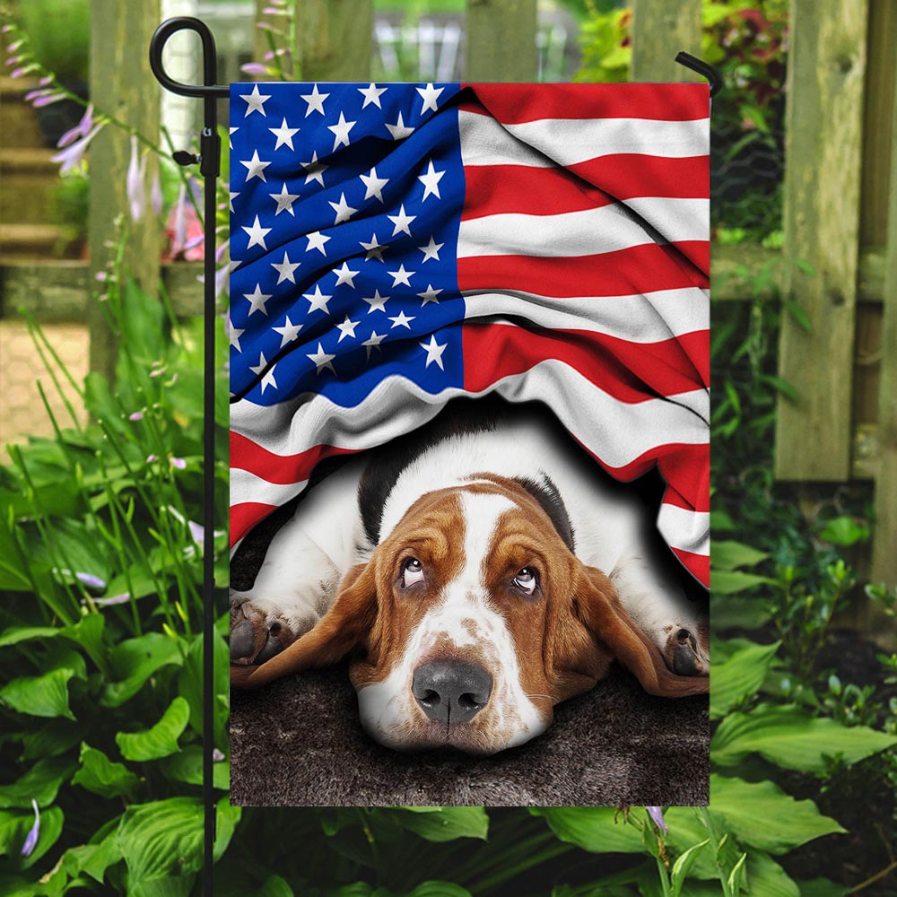 Basset Hound. American Patriot Flag