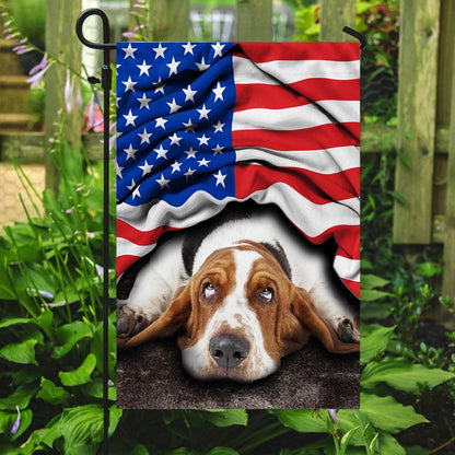 Basset Hound. American Patriot Flag