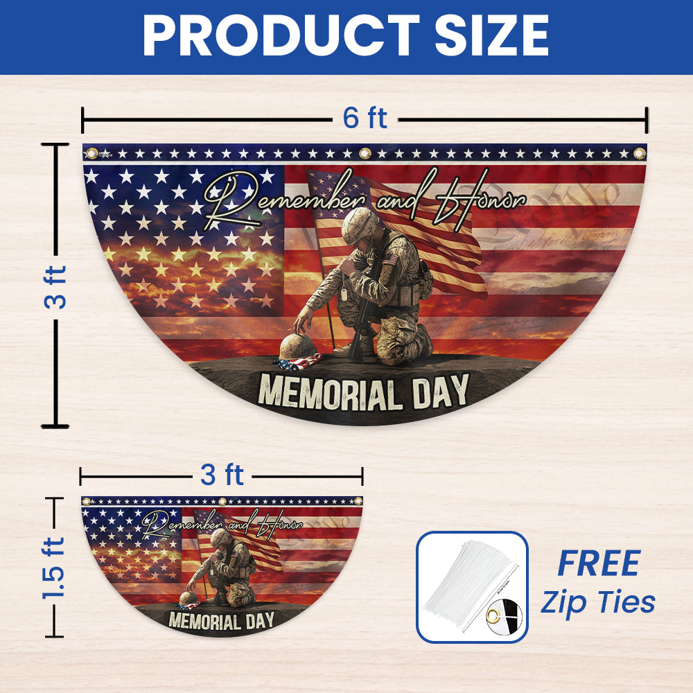 Memorial Day Remember and Honor Veteran Non-Pleated Fan Flag VTM1202NGT