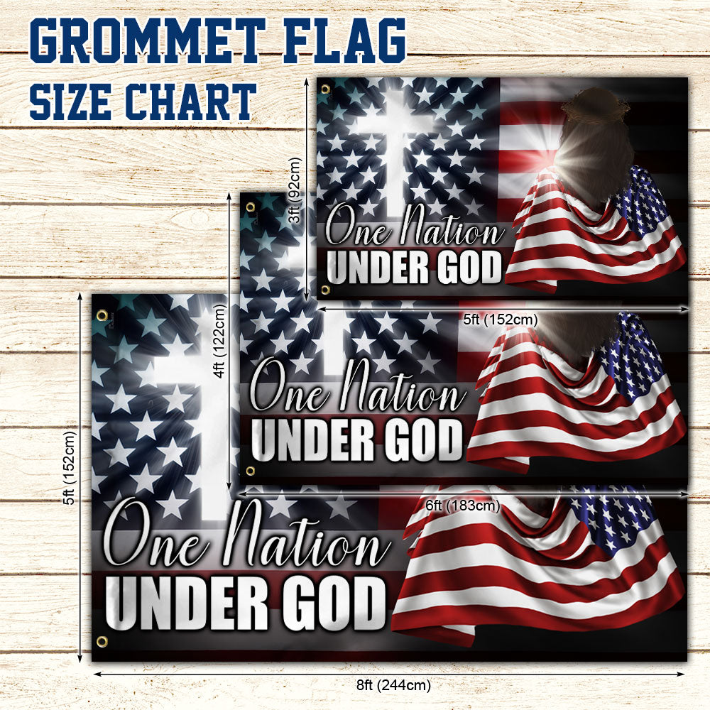 Christian Cross American Grommet Flag One Nation Under God DDH3076GF