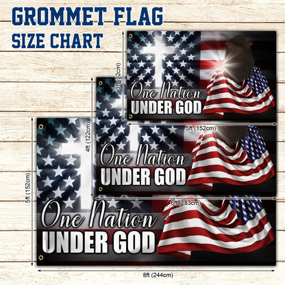 Christian Cross American Grommet Flag One Nation Under God DDH3076GF