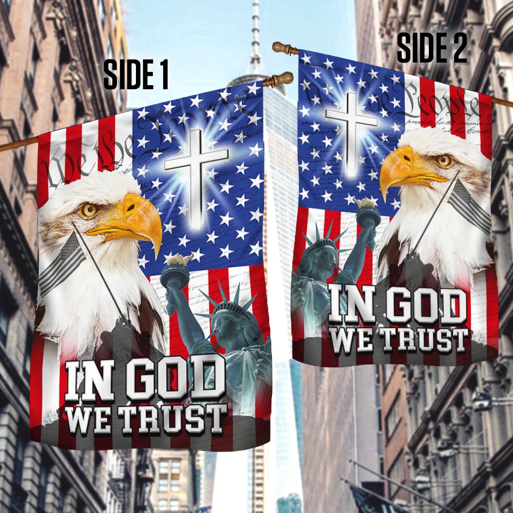Flagwix American Flag - In God We Trust, We The People, Christian Cross American Eagle Flag TPT107F