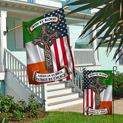 FLAGWIX  Irish Celtic Cross Saint Patrick's Day Flag Irish By Blood American By Birth Patriot By Choice MLN2550F