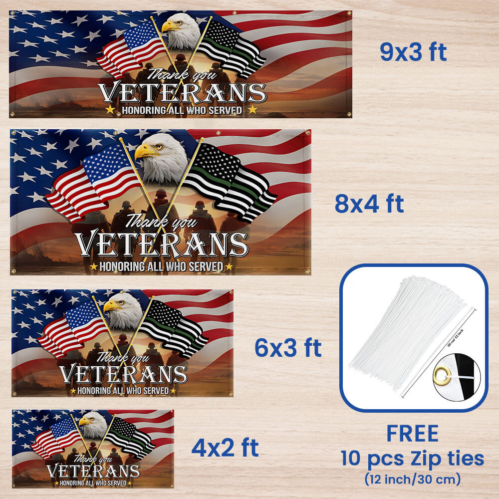 Veterans Day Thank You Veterans, American Eagle Memorial Veteran Fence Banner TPT1643FB