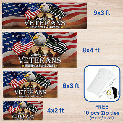 Veterans Day Thank You Veterans, American Eagle Memorial Veteran Fence Banner TPT1643FB
