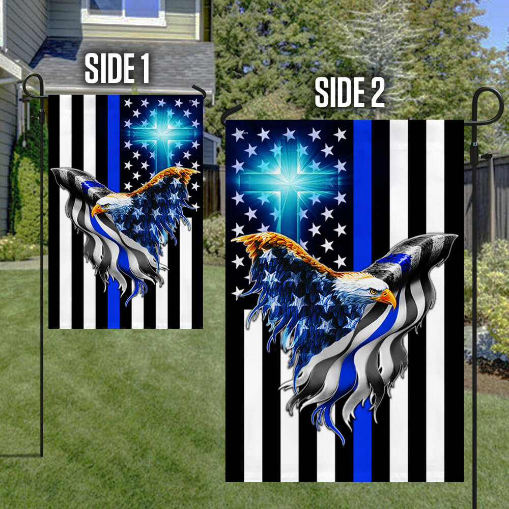 The Thin Blue Line. Police. Law Enforcement American Eagle Flag THB3482Fv1