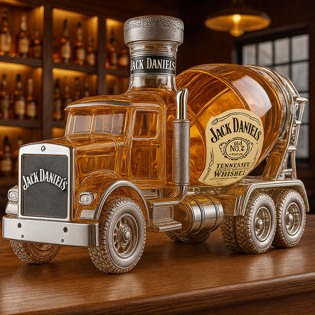 Cement Mixer Truck Whiskey Bottle