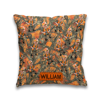 Photo Inserted Hunter - Personalized Hunting Throw Pillow