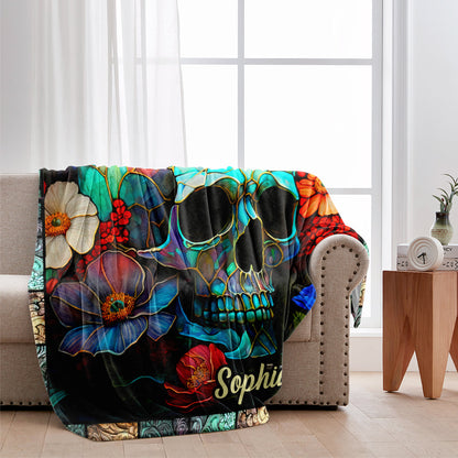 Floral Skull - Personalized Skull Blanket