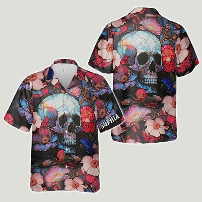 Floral Skull - Personalized Skull Hawaiian Shirt