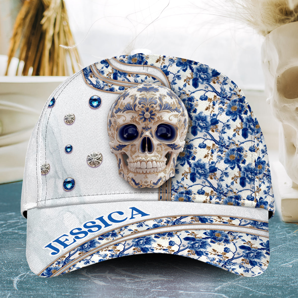 Skull Toile de Jouy - Personalized Skull Classic Cap