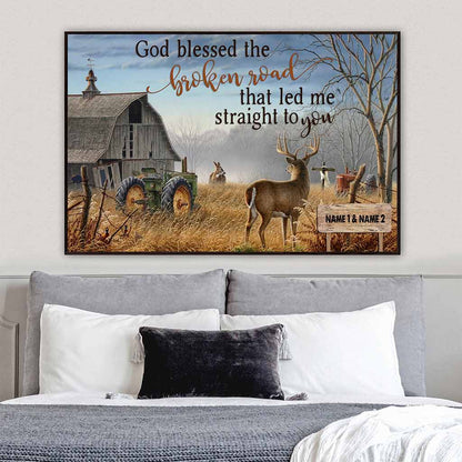 God Blessed The Broken Road - Personalized Couple Hunting Poster