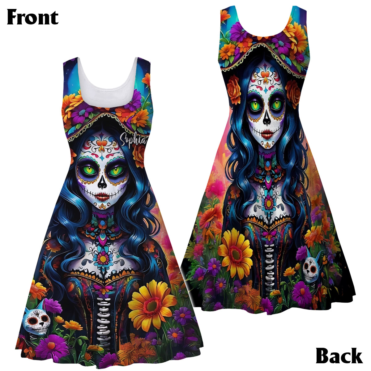 Till Death Do Us Part - Personalized Skull Hawaiian Shirt & Sleeveless Dress