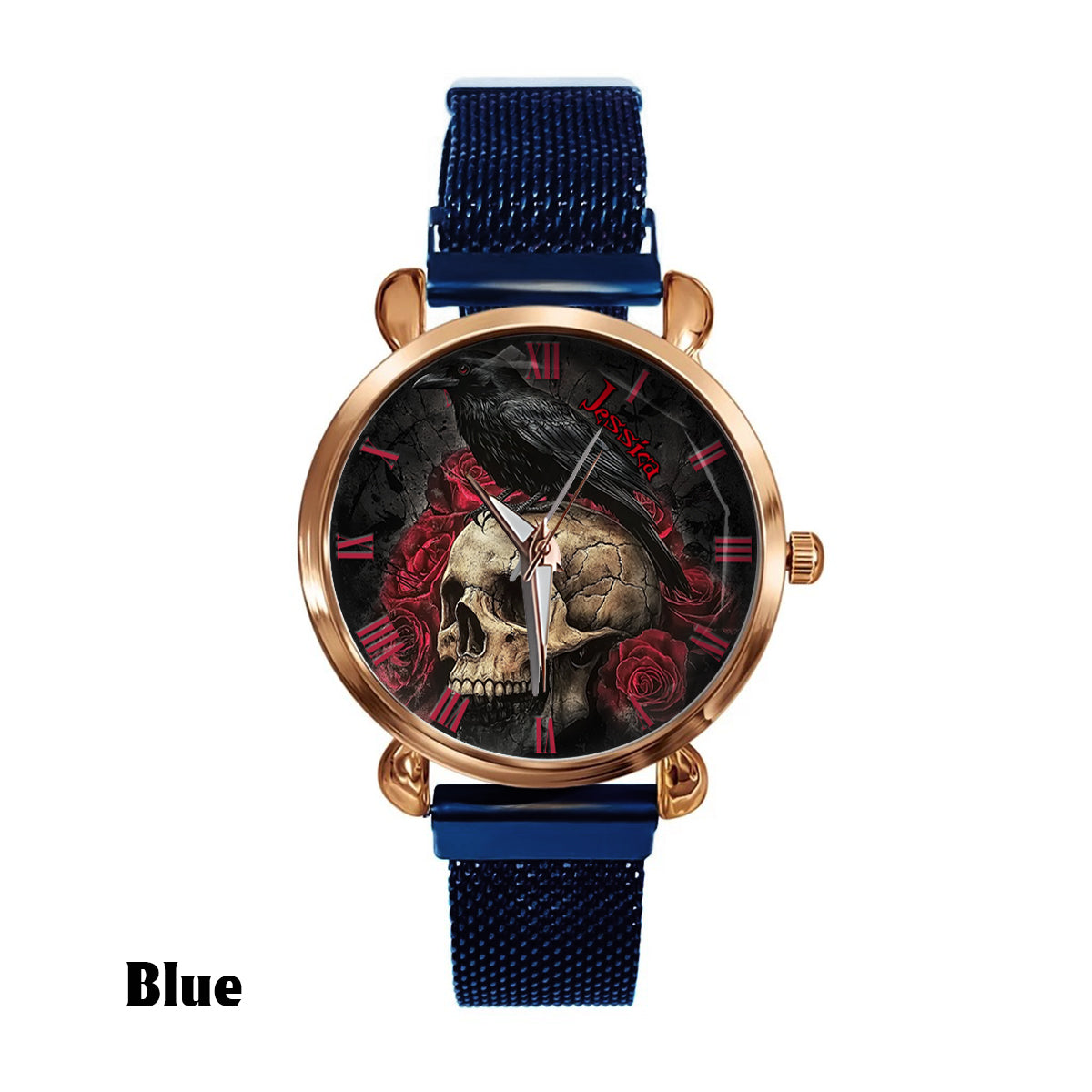 Night Skull Raven - Personalized Skull Women Hand Watch