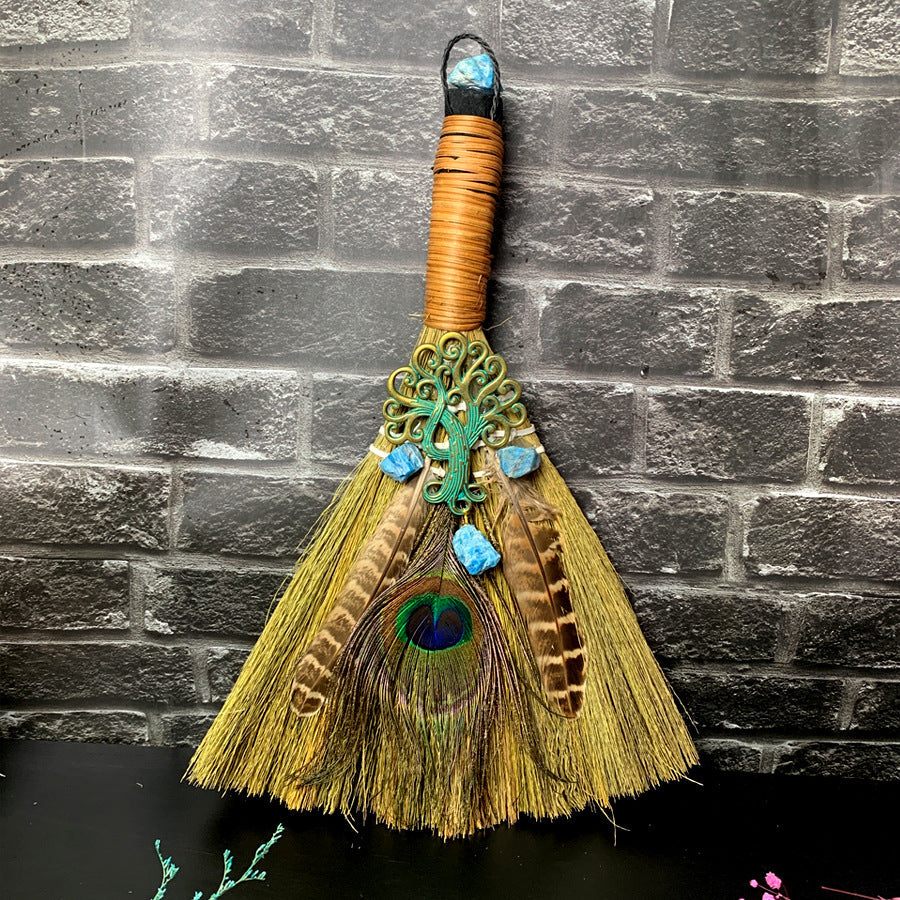 Amethyst Protection Broom – Handcrafted Witch Broom for Energy Cleansing