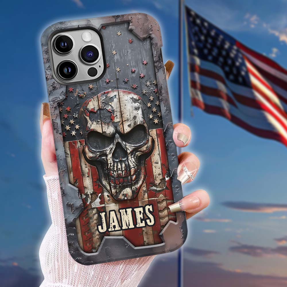 Patriotic Skull Lover - Personalized Skull Full Print Phone Case