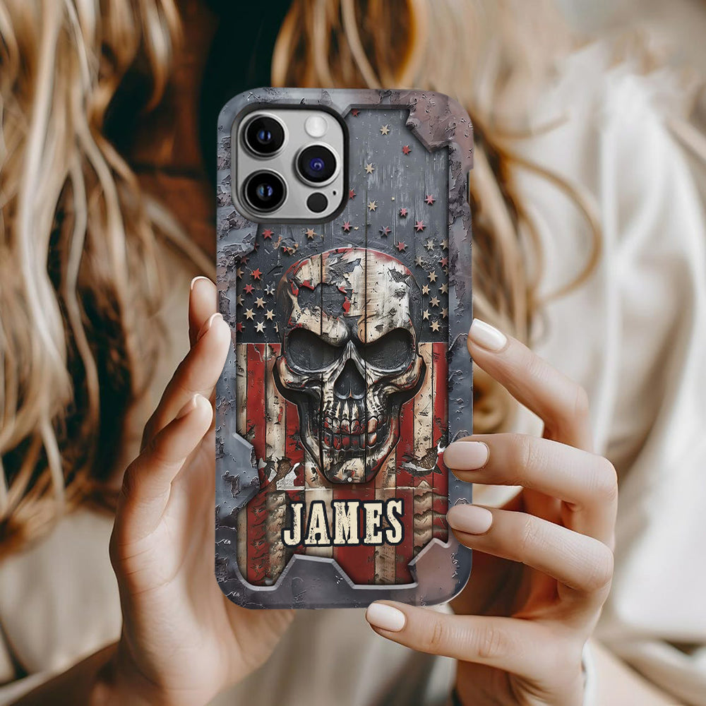 Patriotic Skull Lover - Personalized Skull Full Print Phone Case