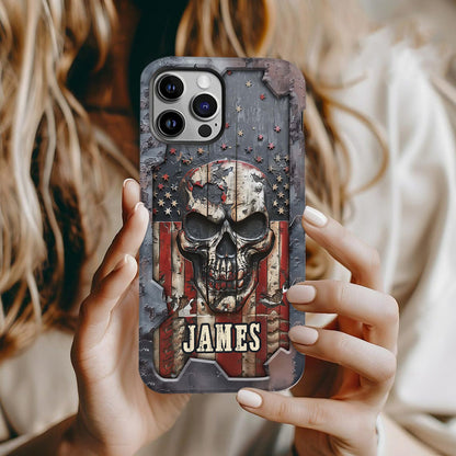 Patriotic Skull Lover - Personalized Skull Full Print Phone Case