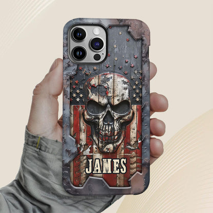 Patriotic Skull Lover - Personalized Skull Full Print Phone Case