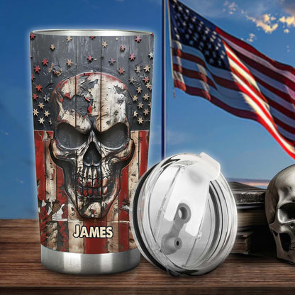 Patriotic Skull Lover - Personalized Skull Tumbler