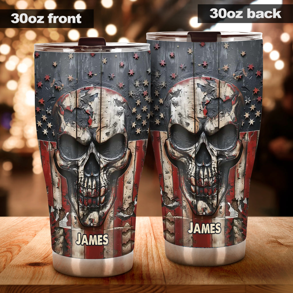 Patriotic Skull Lover - Personalized Skull Tumbler