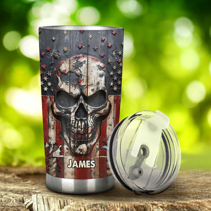 Patriotic Skull Lover - Personalized Skull Tumbler
