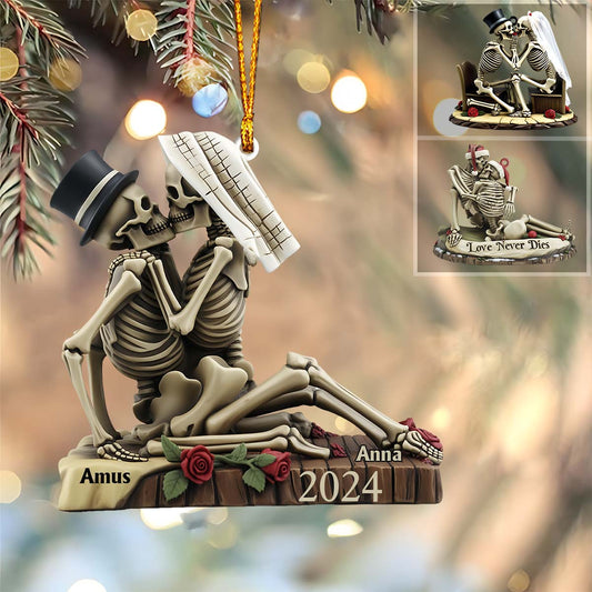 Love Never Dies - Personalized Skull Ornament