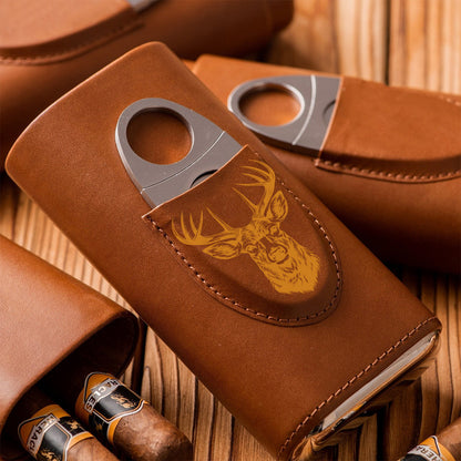 Love Hunting Gift For Dad Grandpa Husband - Personalized Hunting Leather Cigar Humidor Case