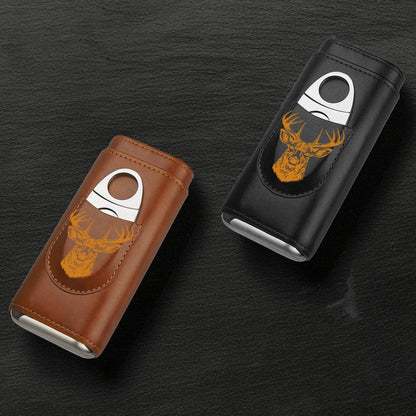Love Hunting Gift For Dad Grandpa Husband - Personalized Hunting Leather Cigar Humidor Case