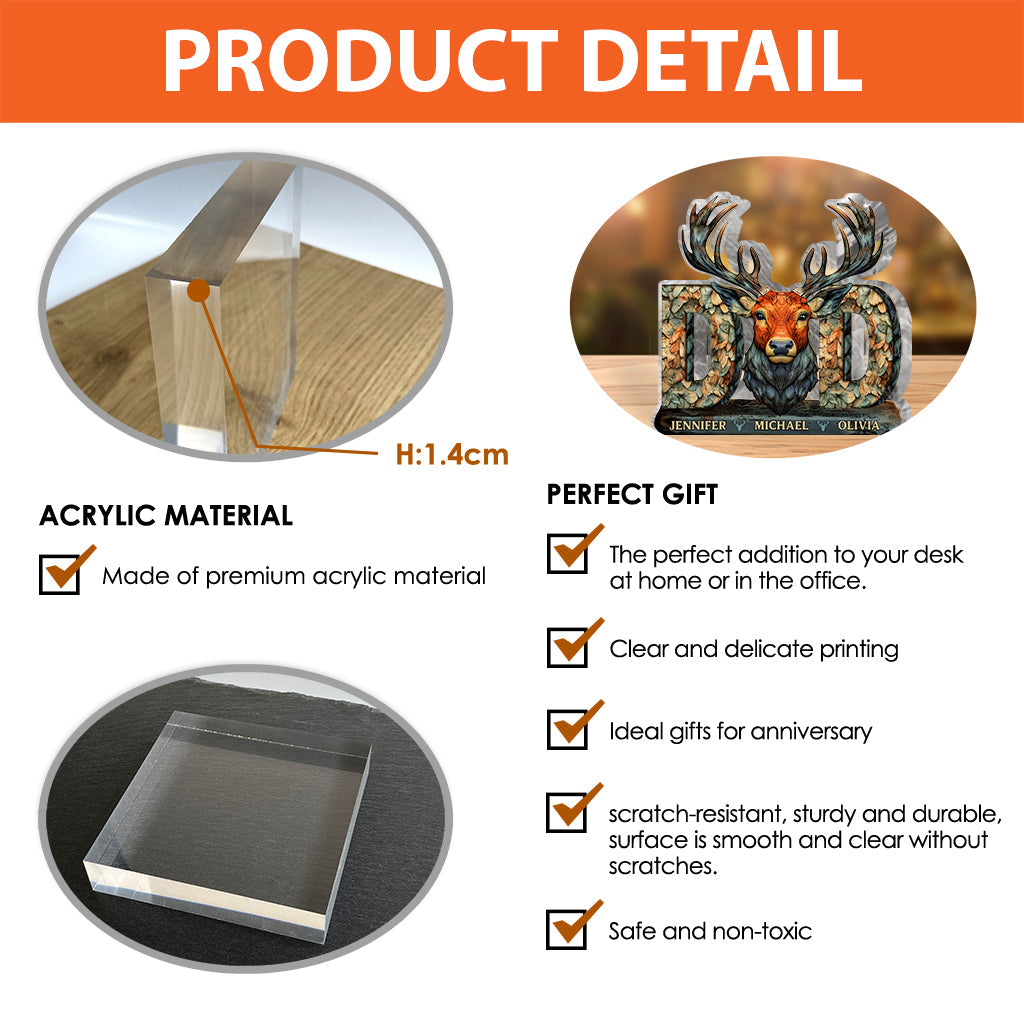 Hunting Dad - Personalized Hunting Custom Shaped Acrylic Plaque