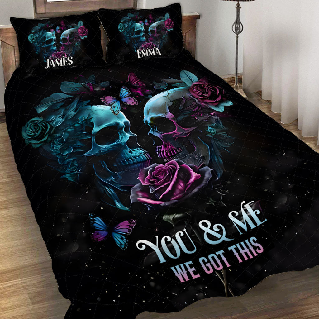 You & Me We Got This - Personalized Skull Quilt Set