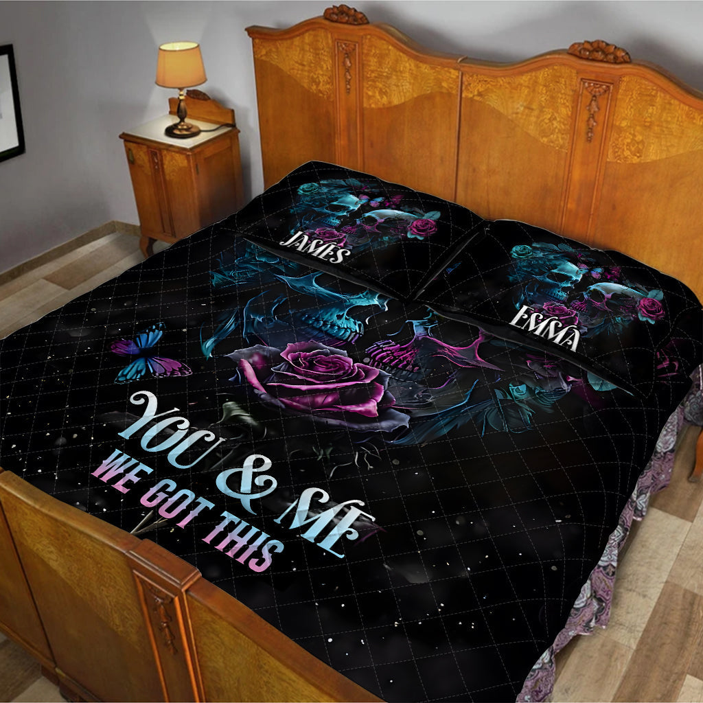You & Me We Got This - Personalized Skull Quilt Set