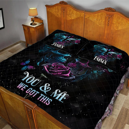 You & Me We Got This - Personalized Skull Quilt Set