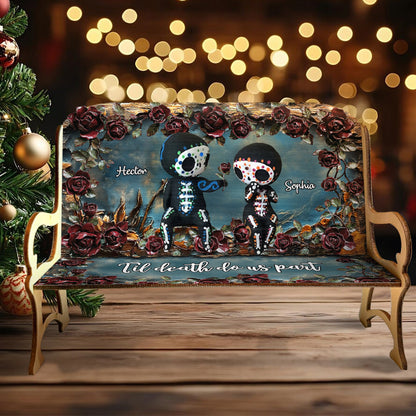 Til Death Do Us Part - Personalized Skull Wooden Bench