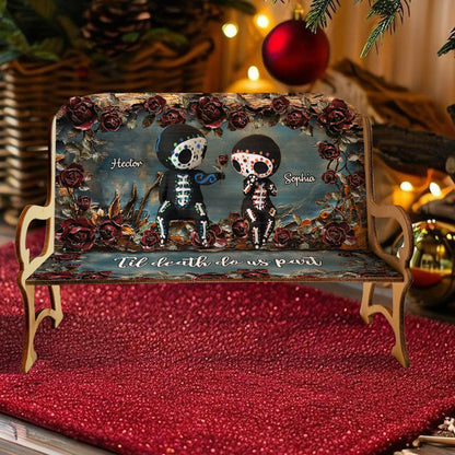Til Death Do Us Part - Personalized Skull Wooden Bench