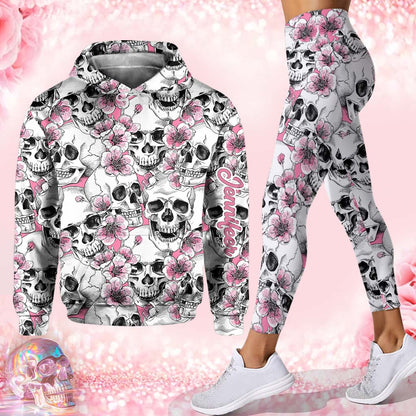 Floral & Skulls - Personalized Skull Hoodie and Leggings