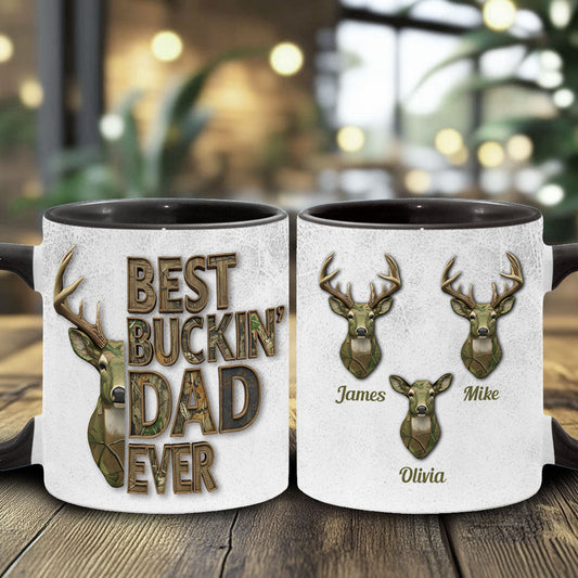 Best Buckin Dad Ever - Personalized Hunting Accent Mug
