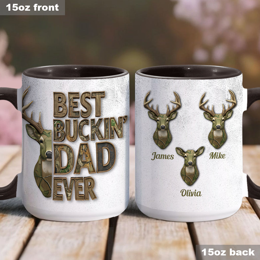 Best Buckin Dad Ever - Personalized Hunting Accent Mug
