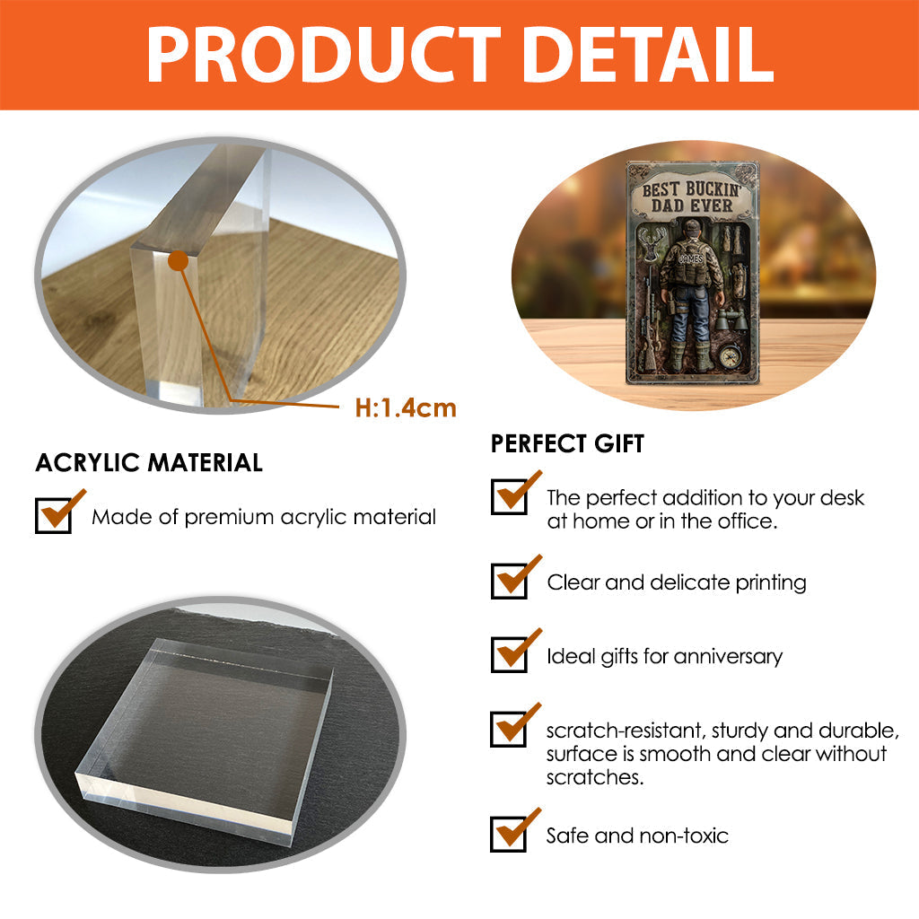 Best Buckin' Dad Ever - Personalized Hunting Custom Shaped Acrylic Plaque