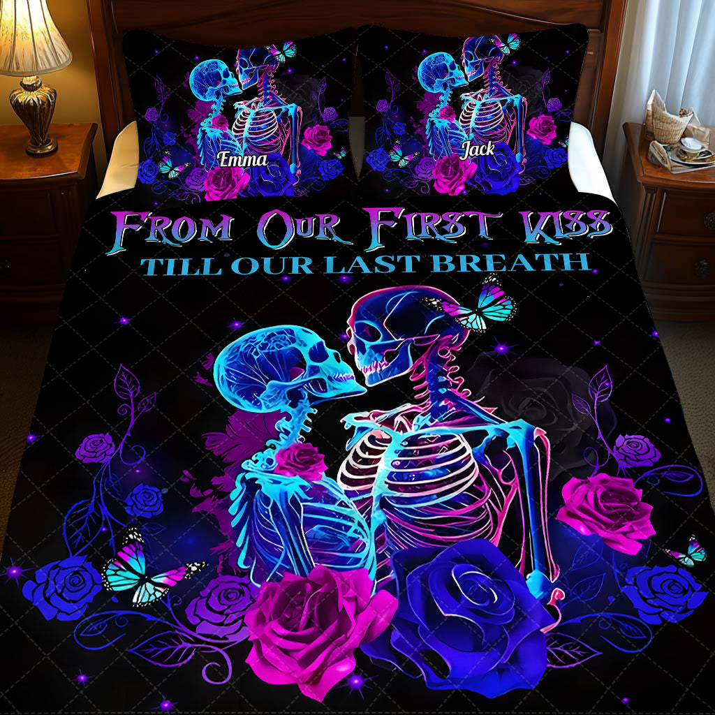Till Dead Do Us Part - Personalized Skull Quilt Set