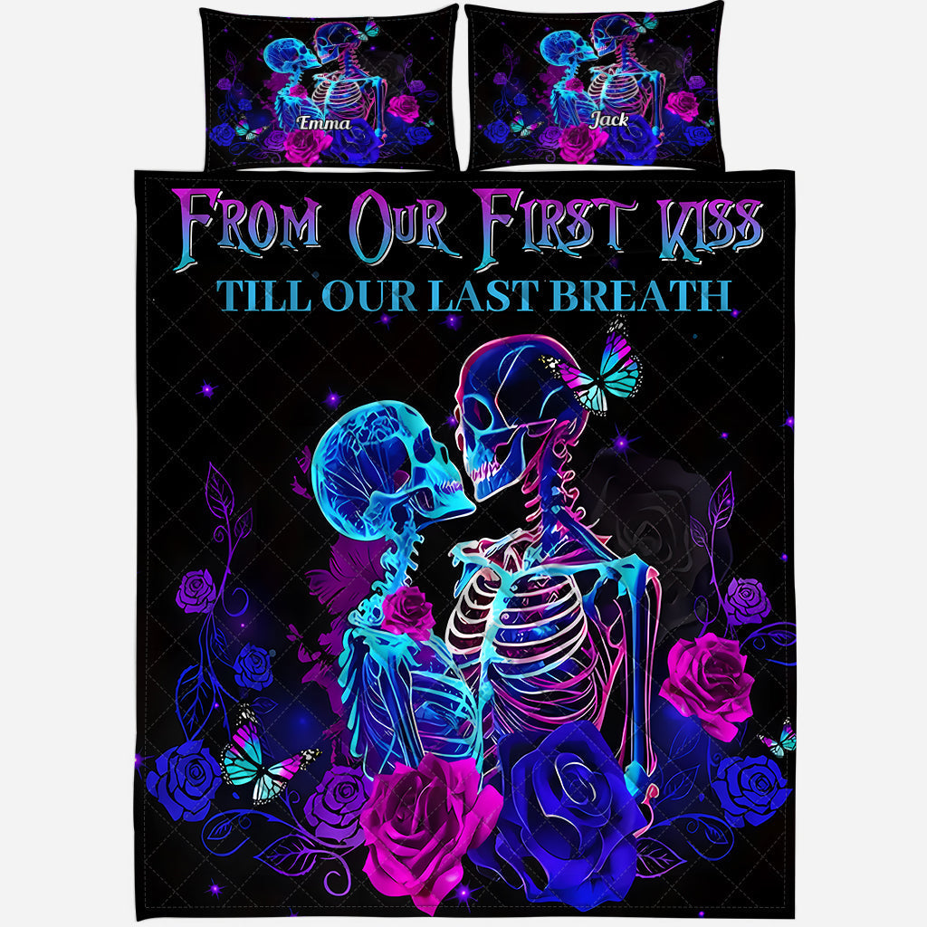 Till Dead Do Us Part - Personalized Skull Quilt Set