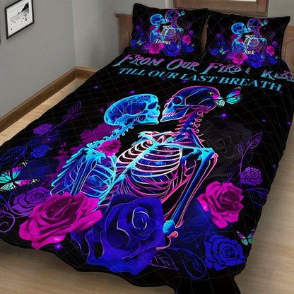 Till Dead Do Us Part - Personalized Skull Quilt Set