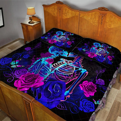 Till Dead Do Us Part - Personalized Skull Quilt Set