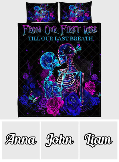 Till Dead Do Us Part - Personalized Skull Quilt Set